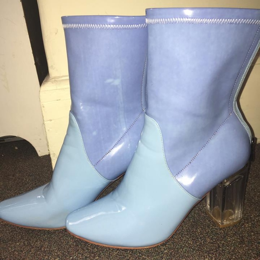 Clear Heel Yeezy-like Sky Blue Bootie